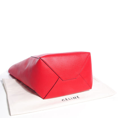 Celine Grained Calfskin Medium Horizontal Cabas Phantom Vermillion 4 of 8
