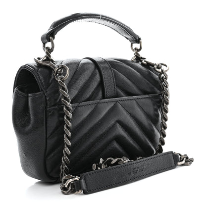 Saint Laurent Sheepskin Matelasse Chevron Monogram College Chain Wallet Black 3 of 10