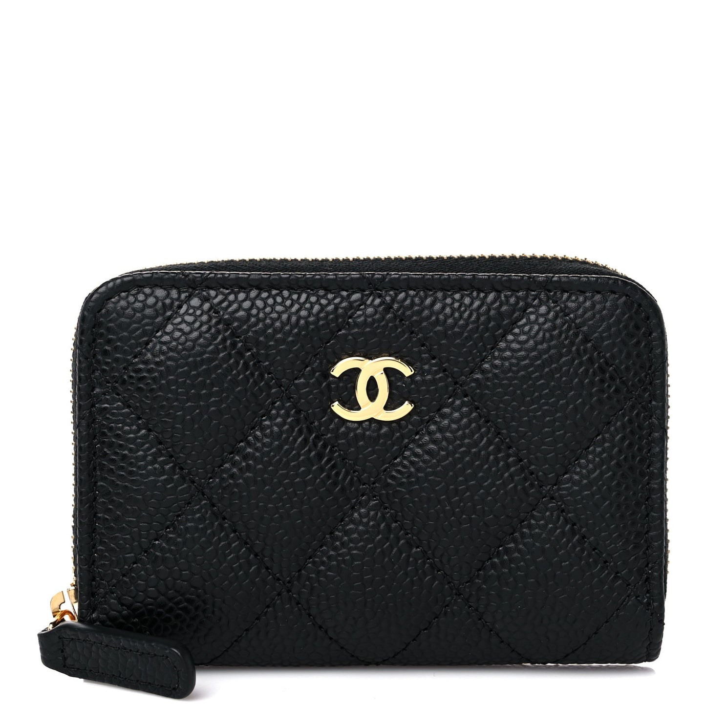 Caviar Quilted Zip Coin Purse Black
