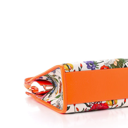 Gucci Canvas Medium Flora Tote White Multicolor Orange Fluo 8 of 10
