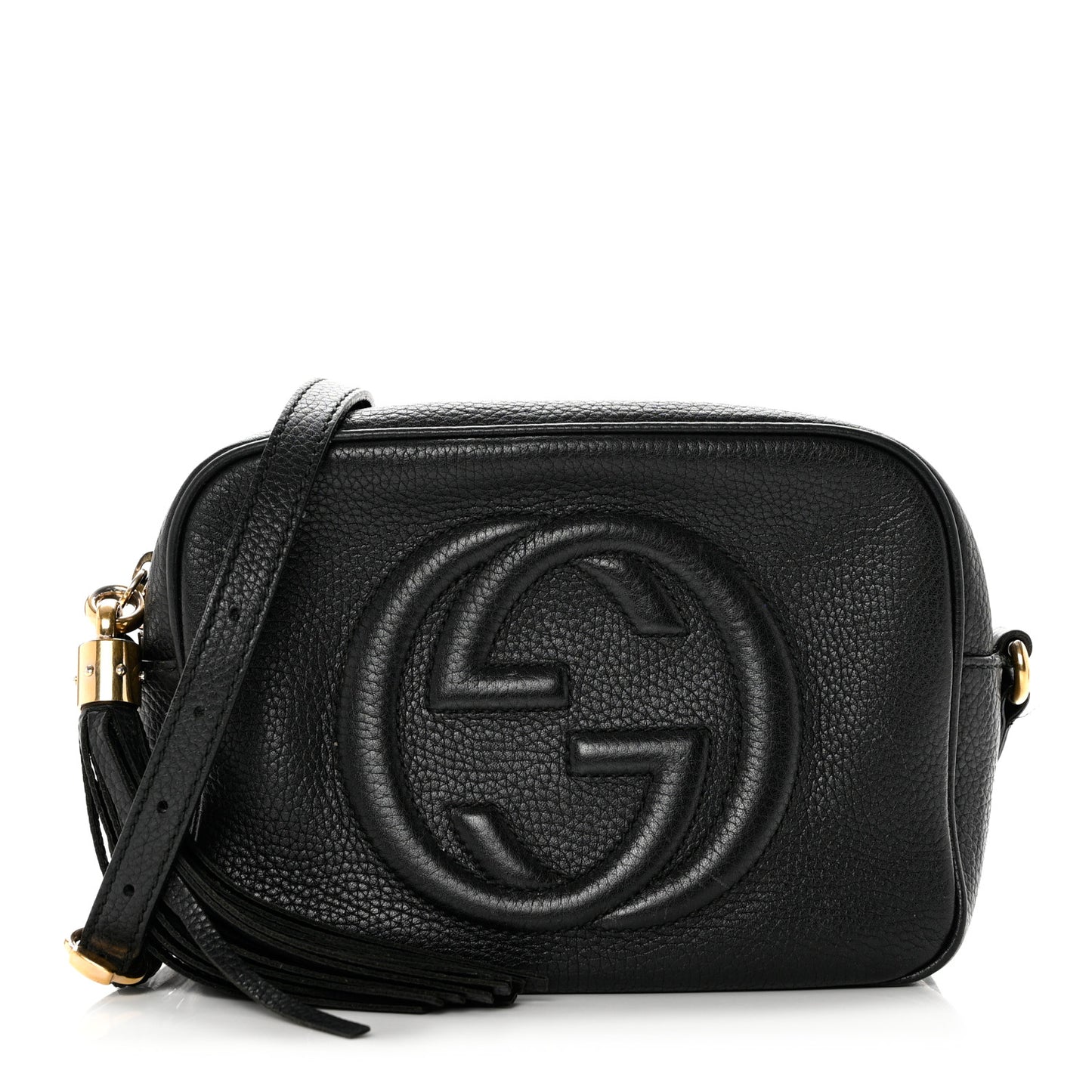 Pebbled Calfskin Small Soho Disco Bag Black