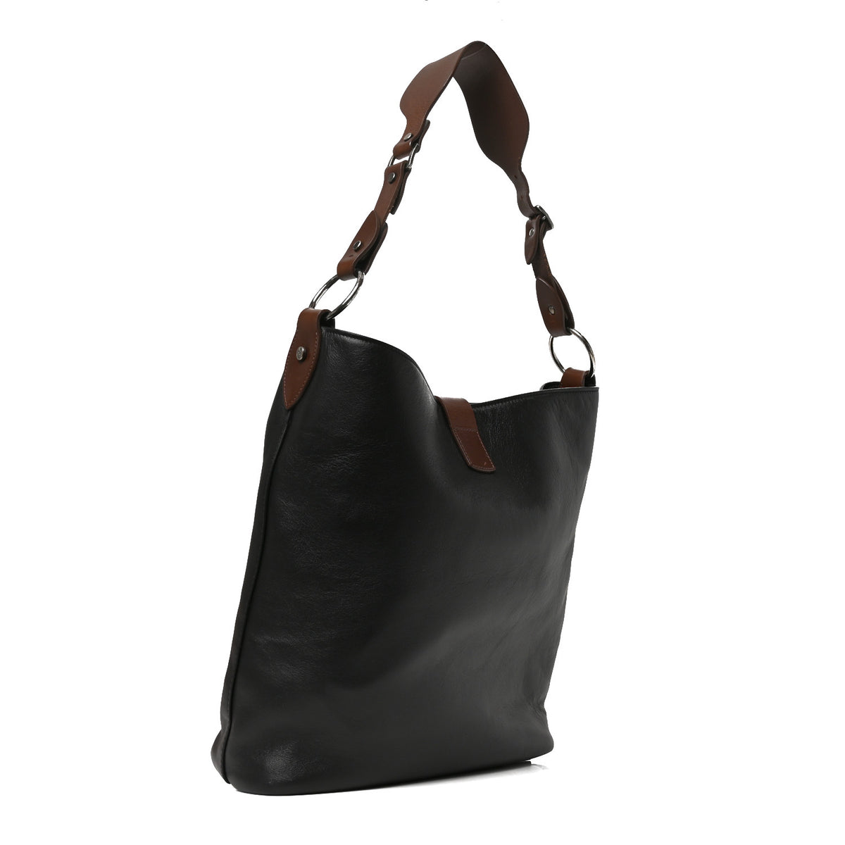 Saint Laurent Calfskin Ring Tote Black Brown 3 of 11