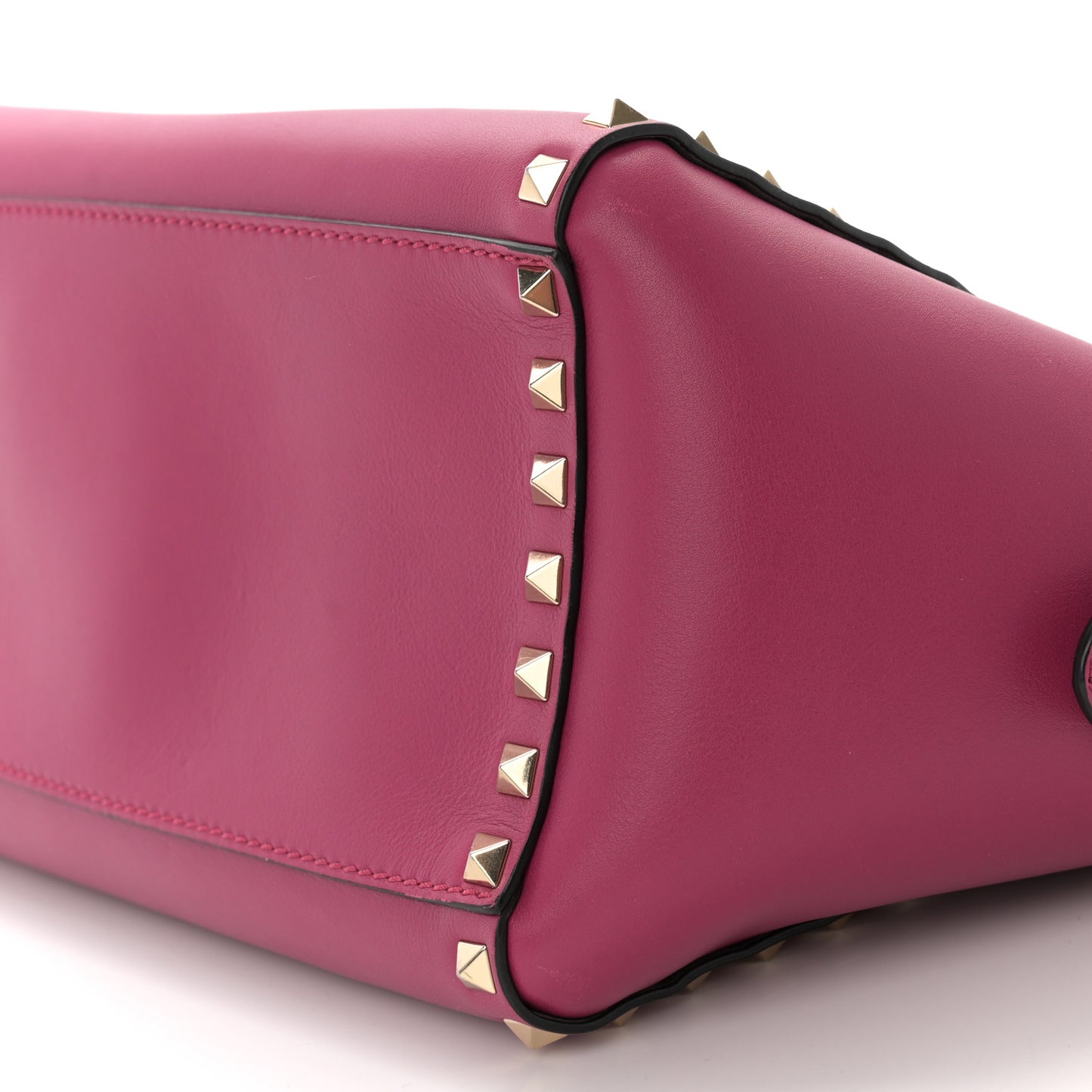 Vitello Small Rockstud Double Handle Tote Cyclamin
