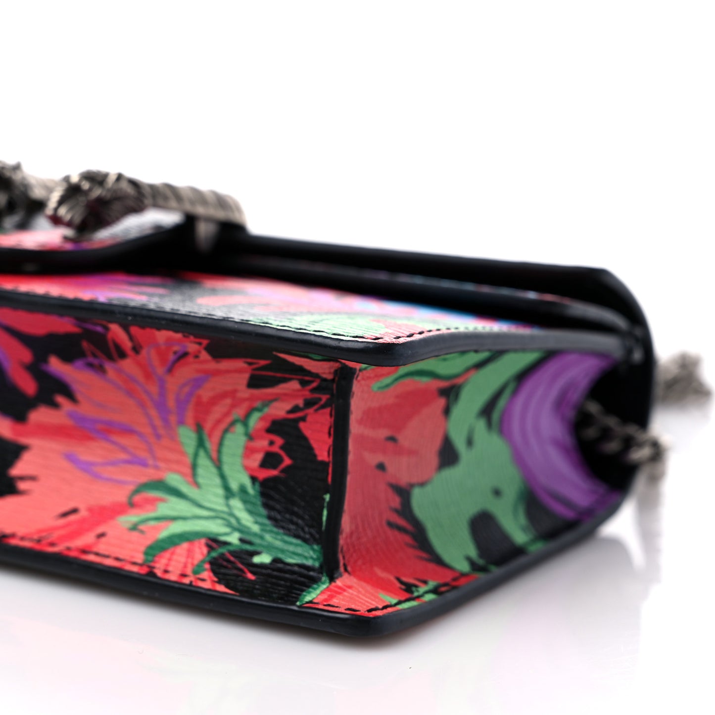X KEN SCOTT New Shangai Calfskin Jenny Floral Print Super Mini Dionysus Shoulder Bag Black Pink