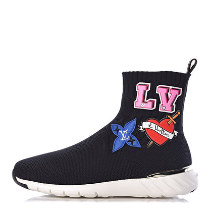 Louis Vuitton Stretch Fabric LV Black Heart Sock Sneaker 37 Black 1 of 9