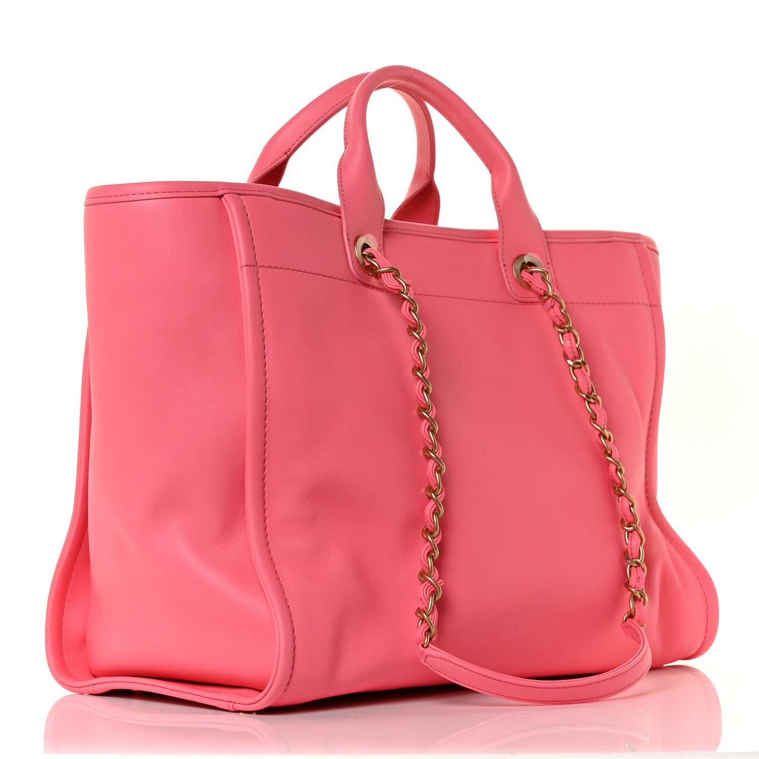 Chanel Calfskin Medium Deauville Tote Coral Pink 2 of 8