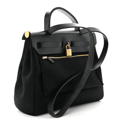 Hermes Military Toile Vache Hunter Herbag Zip Retourne 31 PM Black 4 of 11