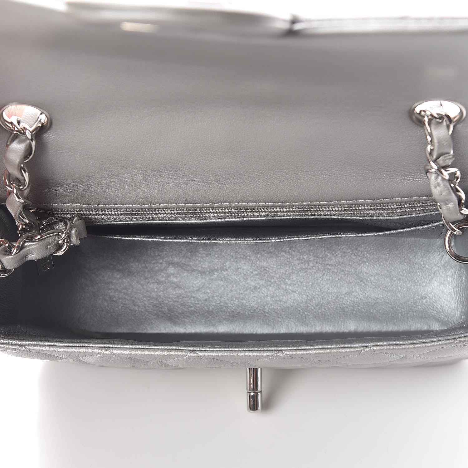 Chanel Metallic Lambskin Quilted Mini Rectangular Flap Silver 7 of 11
