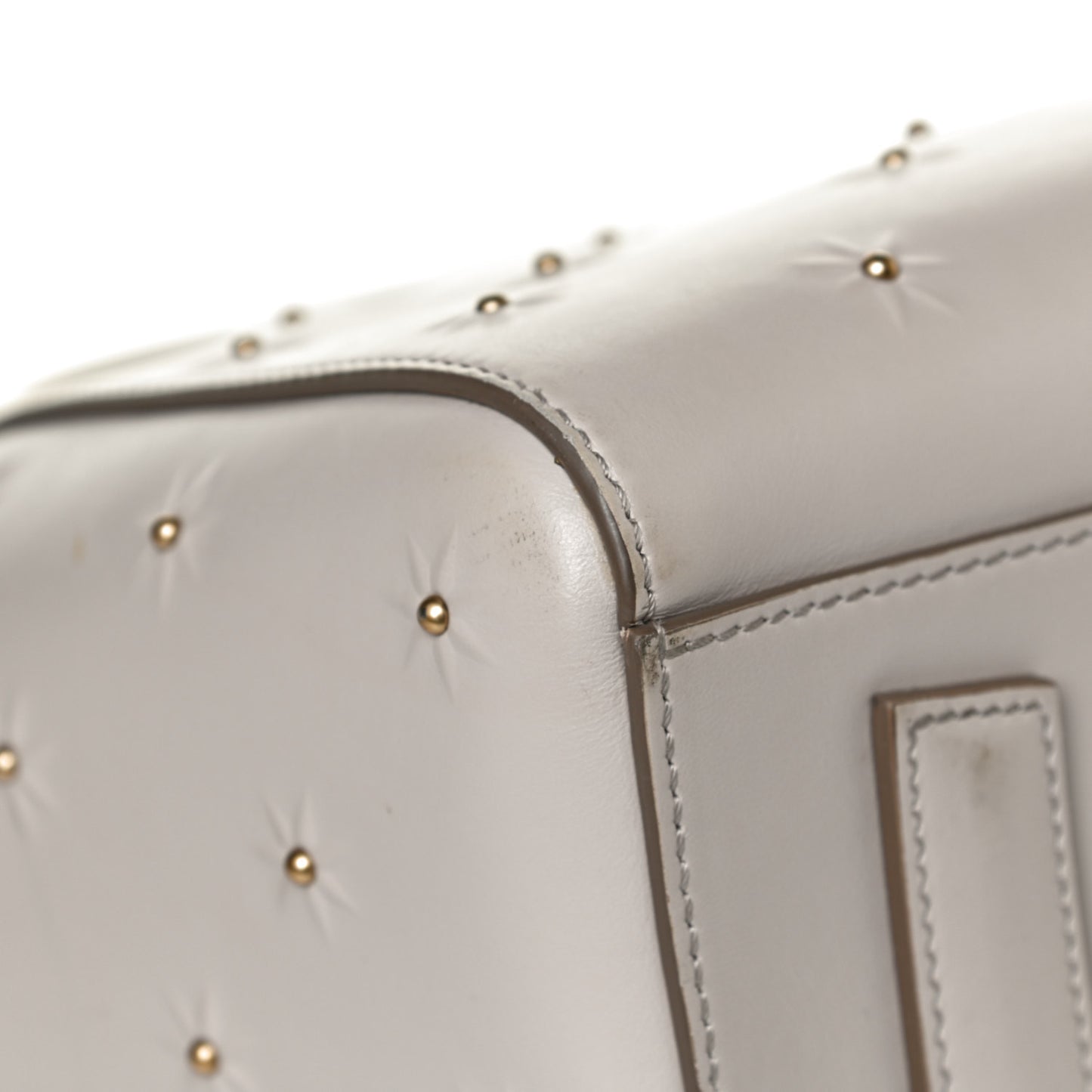 Calfskin Small Studded Antigona Ecru