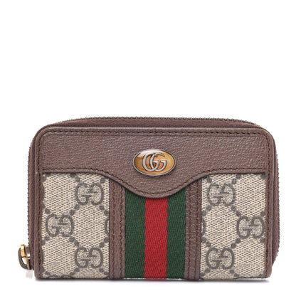 Gucci GG Supreme Web Ophidia Zip Around Card Case Brown 1 of 7
