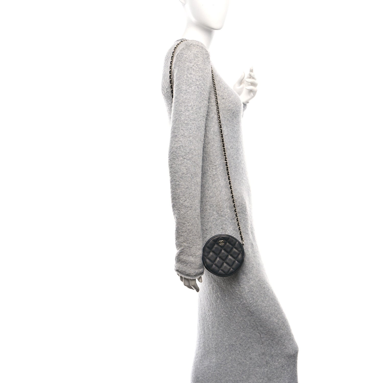 Chanel Caviar Quilted Round Clutch With Chain Black 2 of 12