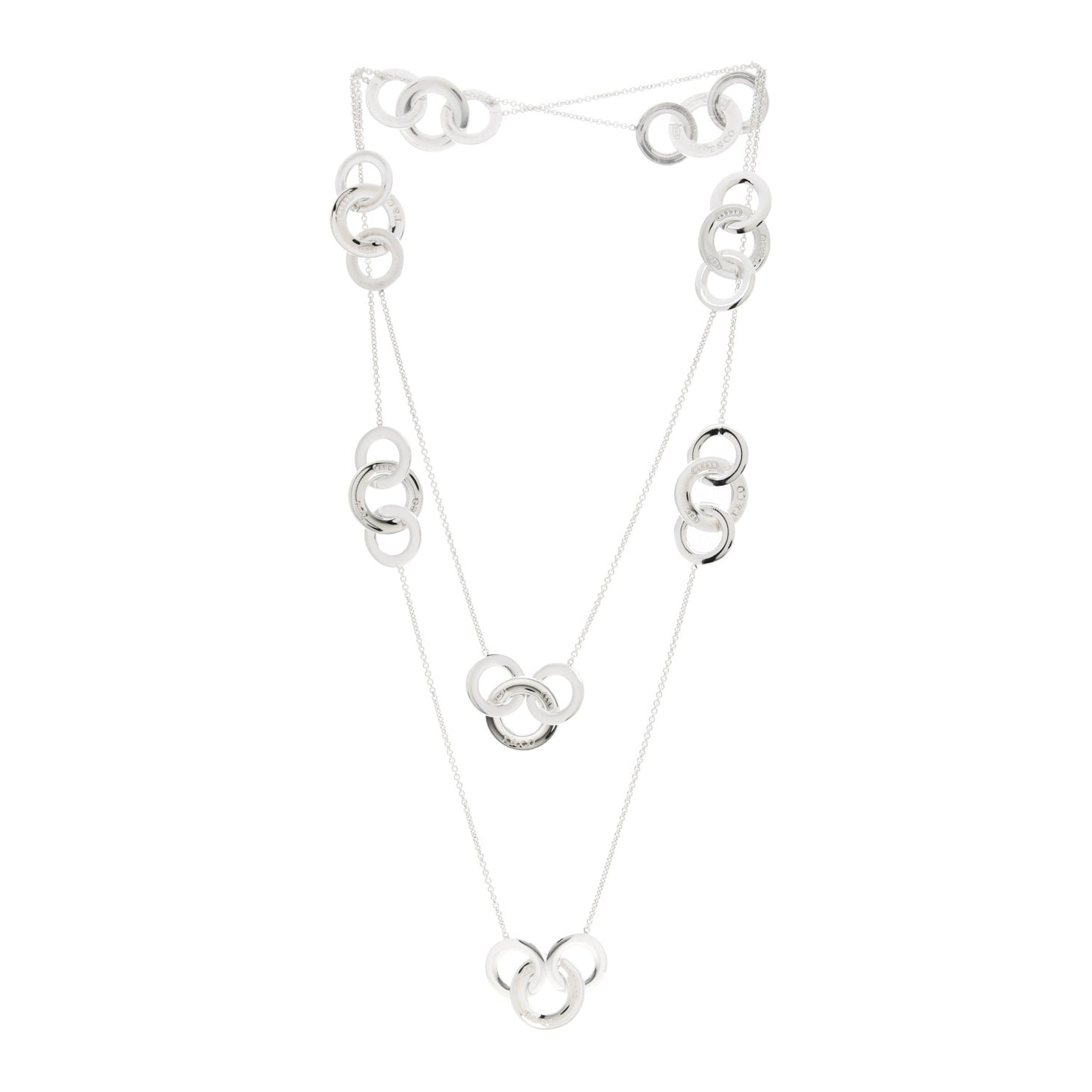 Sterling Silver 1837 Interlocking Circles Station Long Necklace