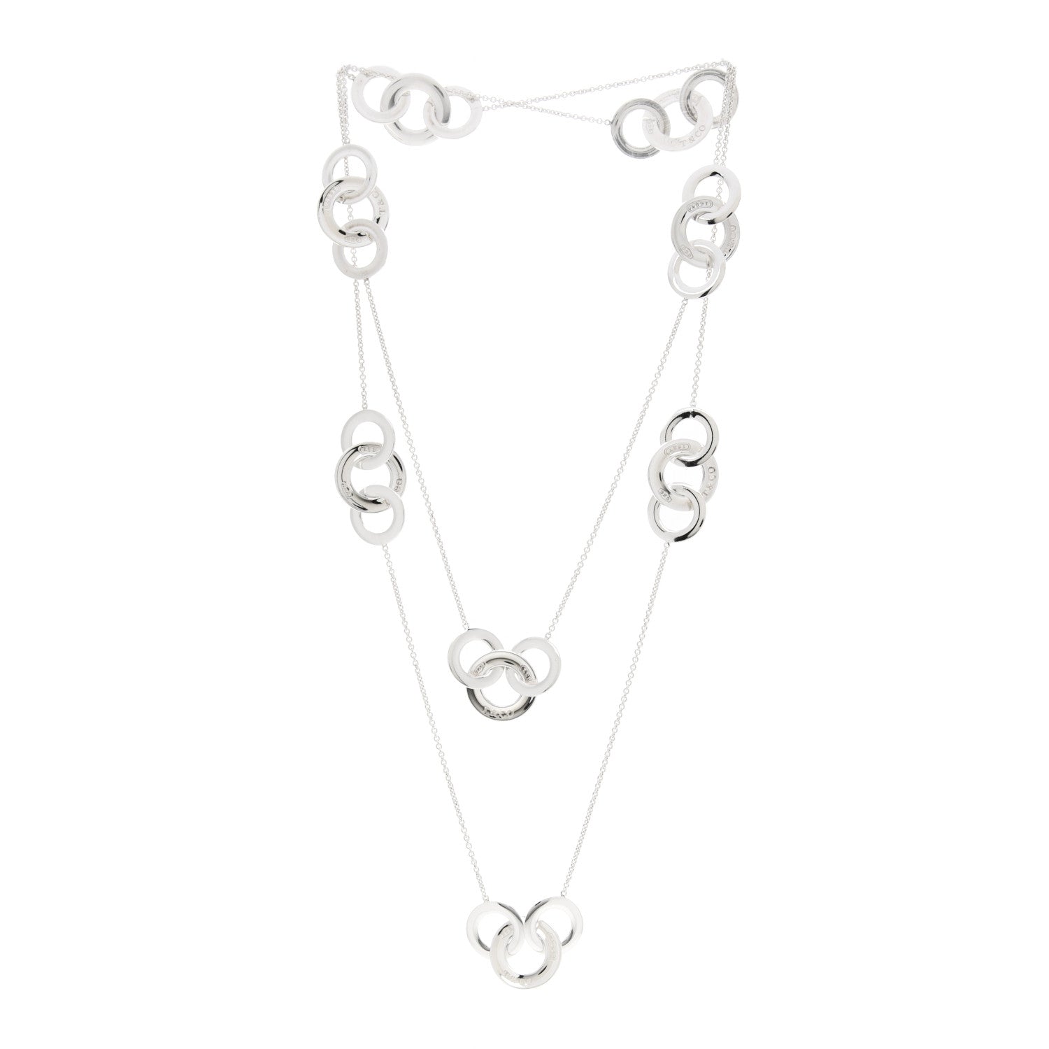 Tiffany Sterling Silver 1837 Interlocking Circles Station Long Necklace 3 of 4