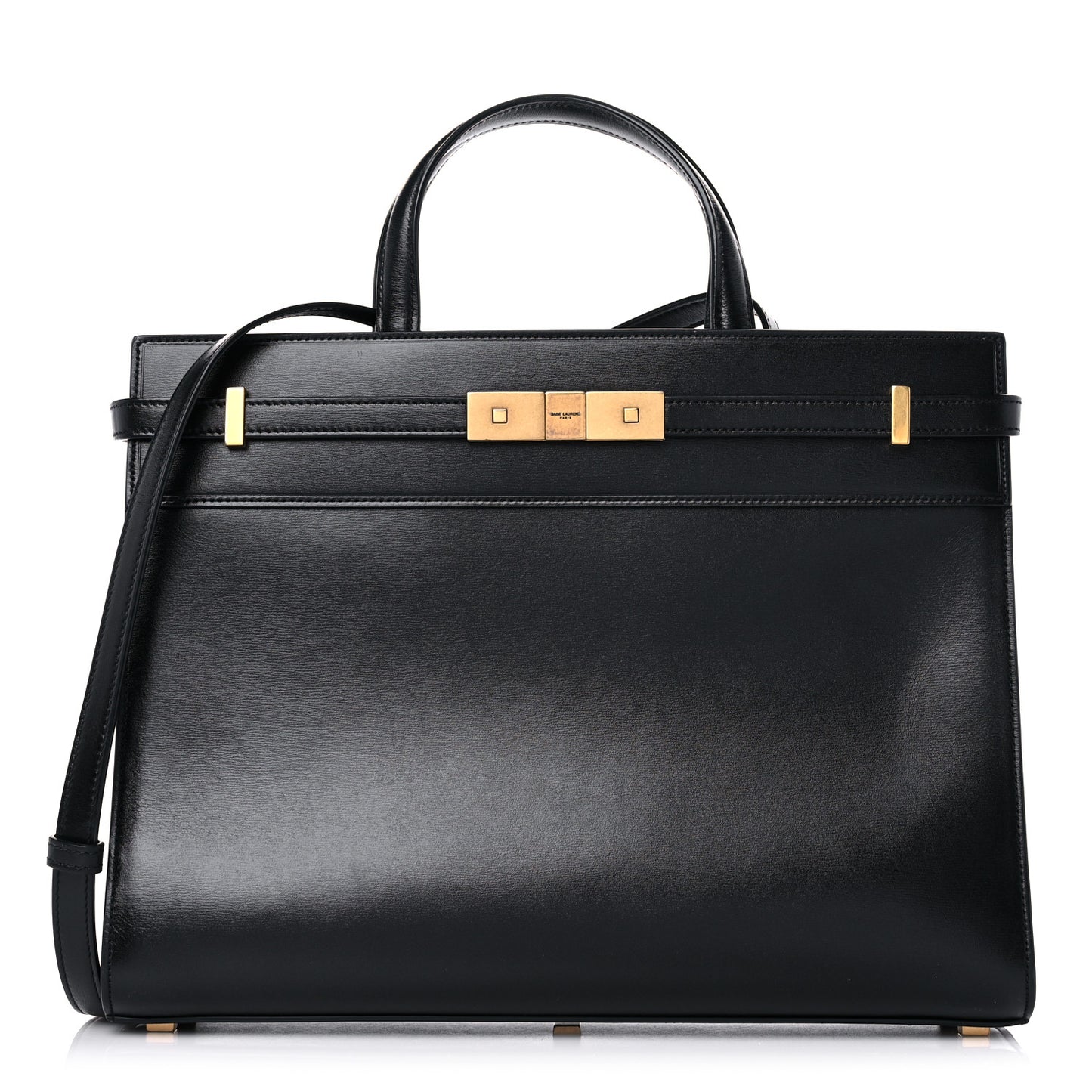 Calfskin Small Manhattan Shopper Tote Black