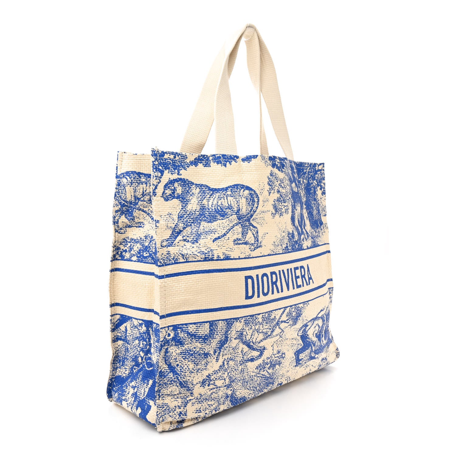 Christian Dior Straw Dioriviera Tote Blue 3 of 11