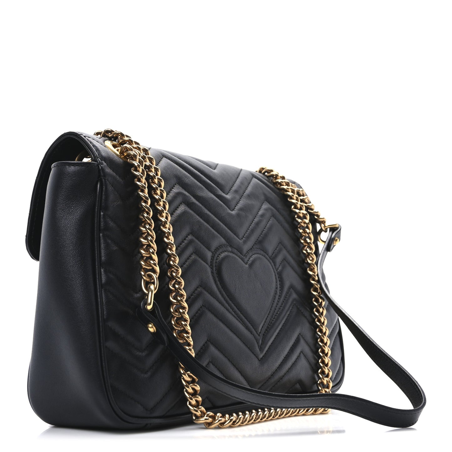 Calfskin Matelasse Medium GG Marmont Shoulder Bag Black
