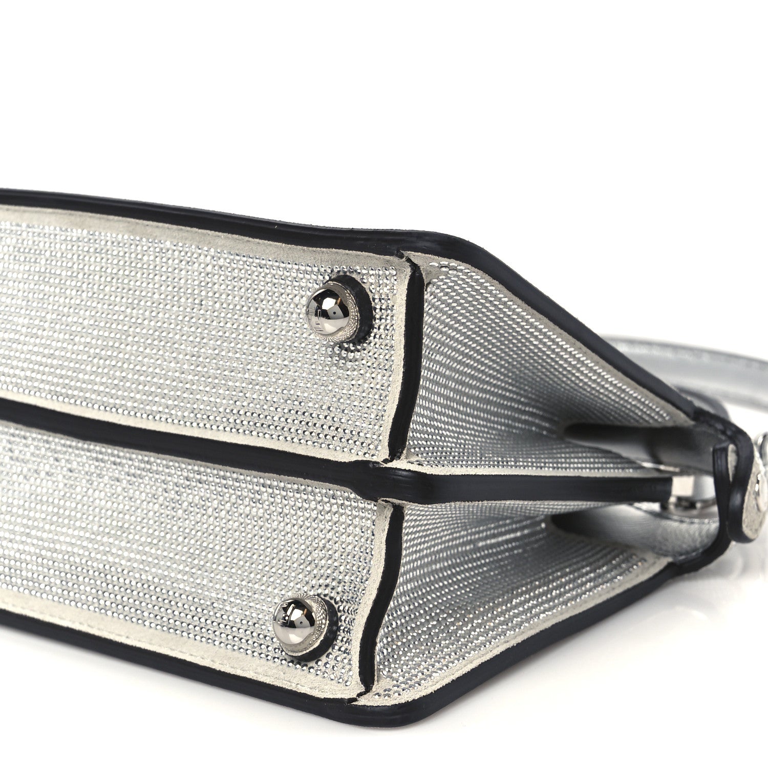 Fendi Crystal Vitello Laminato FF Petite Peekaboo I SEE U Satchel Crystal Argento 12 of 14