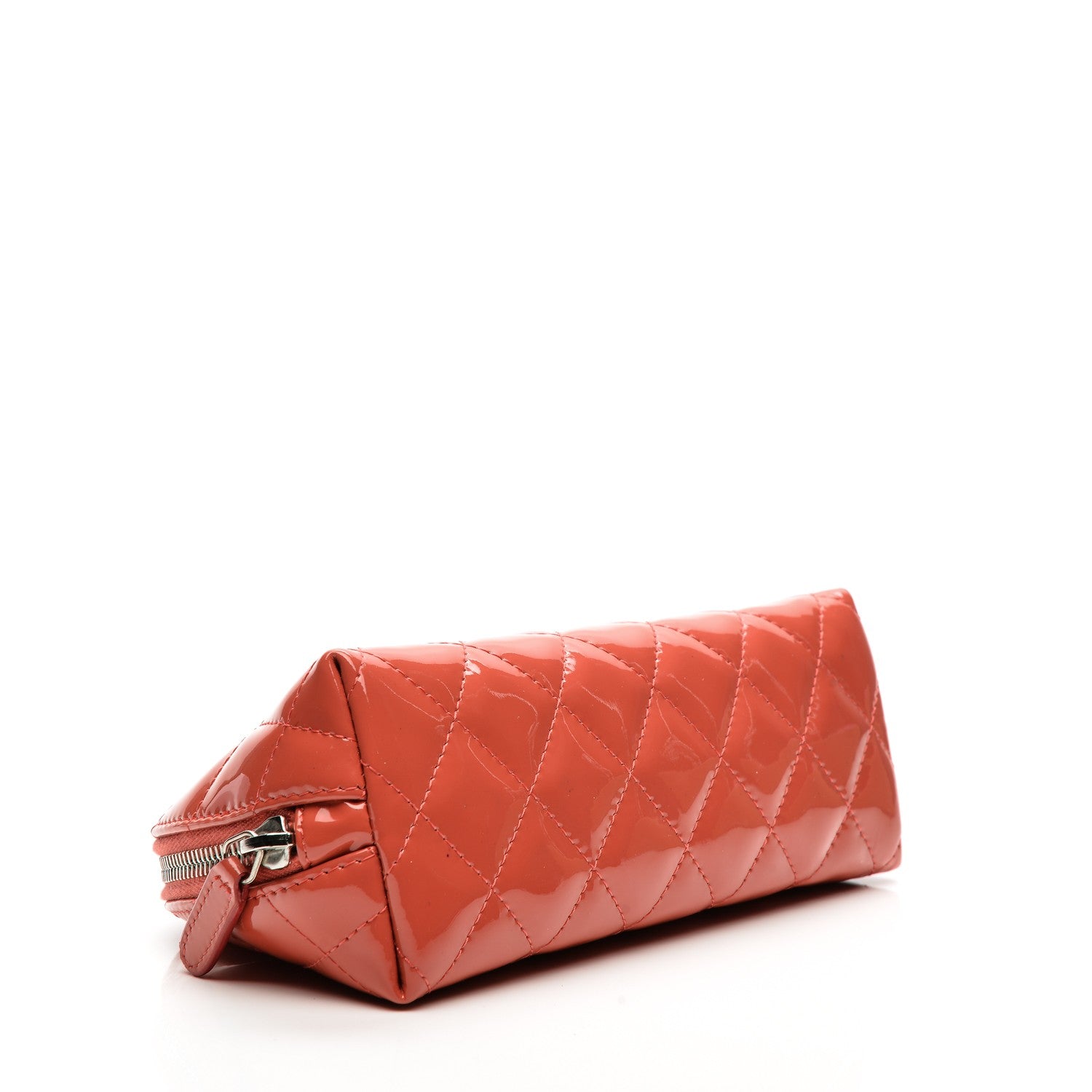Chanel Patent Quilted Cosmetic Case Coral 4 of 8