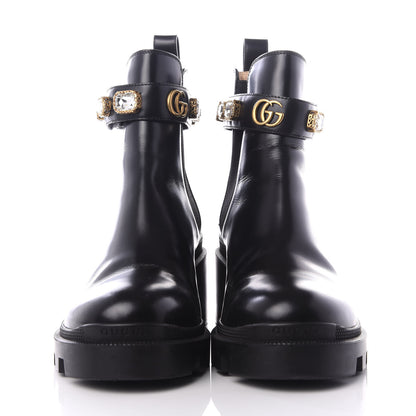 Gucci Calfskin Crystal GG Trip Chelsea Ankle Boots 39.5 Black 3 of 10