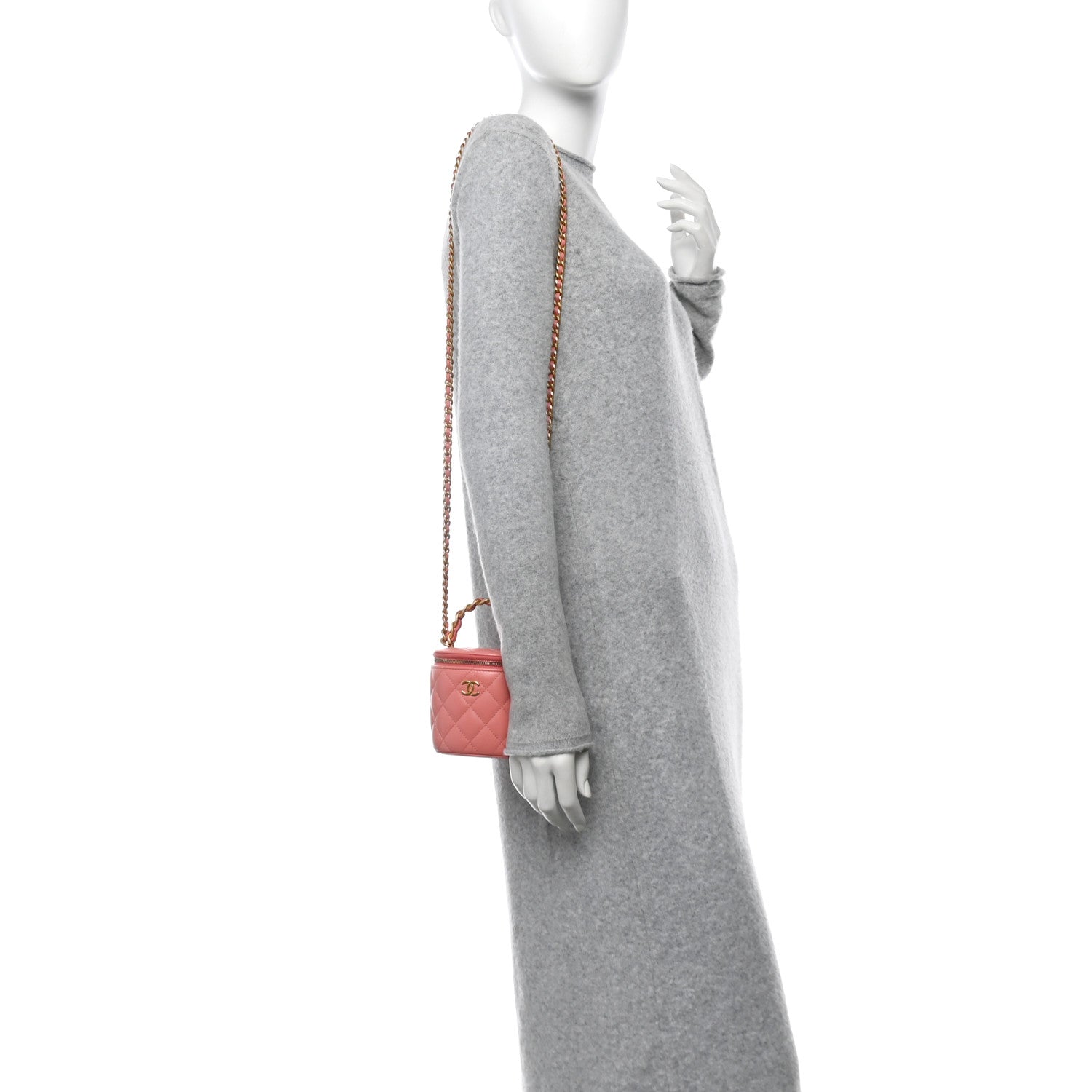 Chanel Lambskin Quilted Afternoon Tea Top Handle Vanity Case With Chain Light Pink 2 of 10
