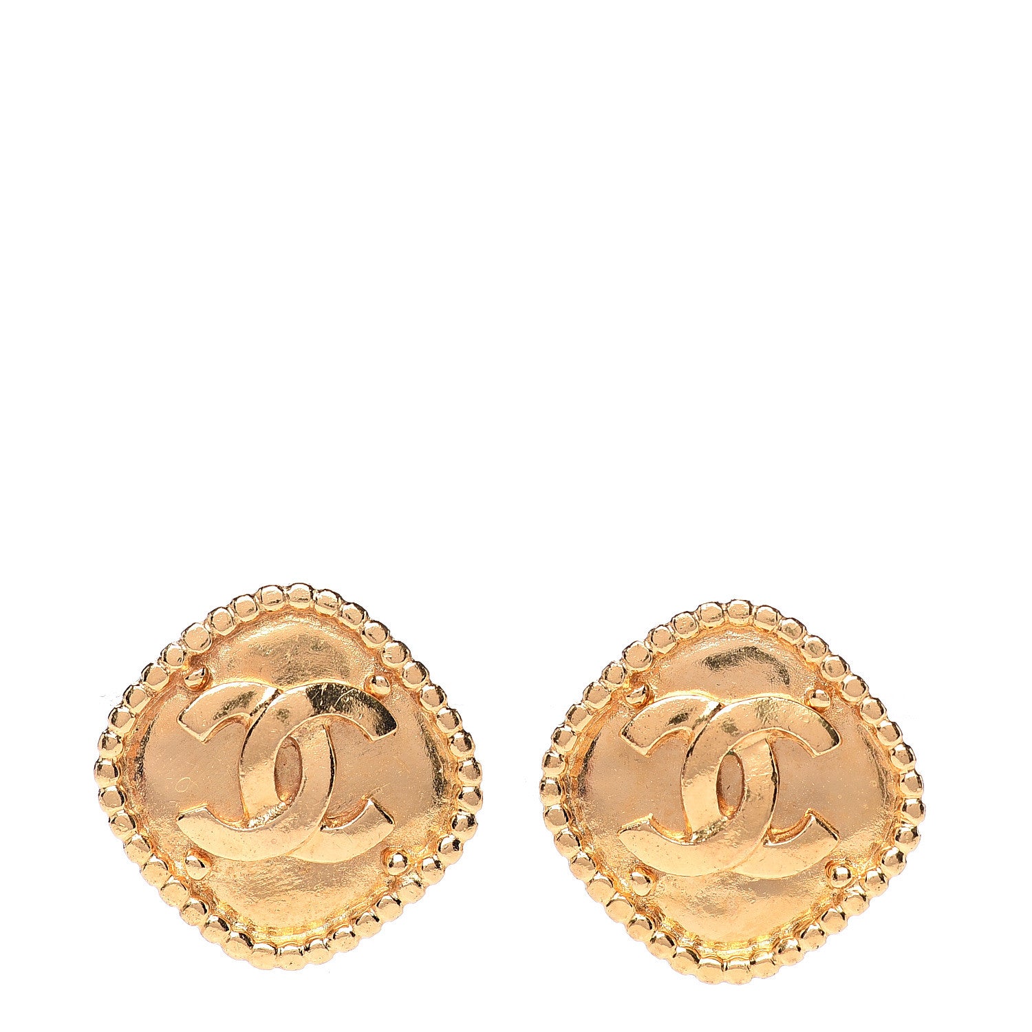 Chanel CC Diamond Shaped Clip On Earrings Gold 1 of 4
