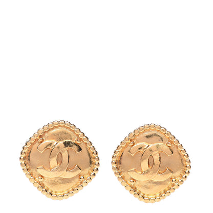 Chanel CC Diamond Shaped Clip On Earrings Gold 1 of 4