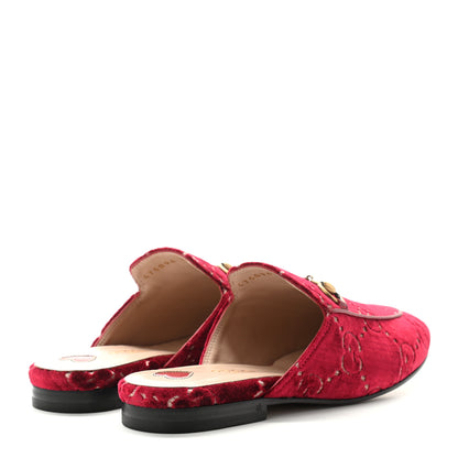 Gucci Velvet GG Monogram Womens Princetown Slippers 35.5 Red Cipria 4 of 8
