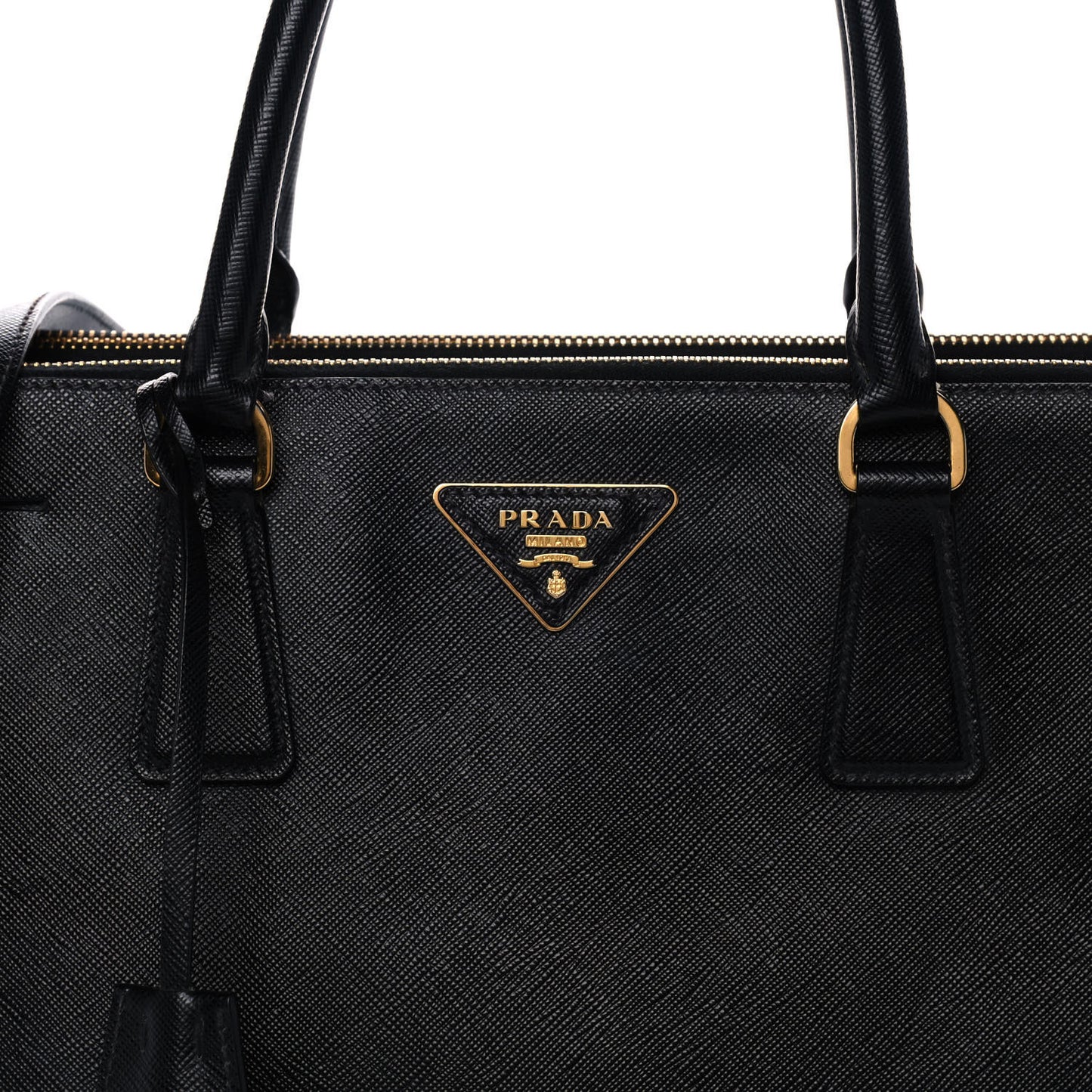 Saffiano Medium Galleria Double Zip Tote Black