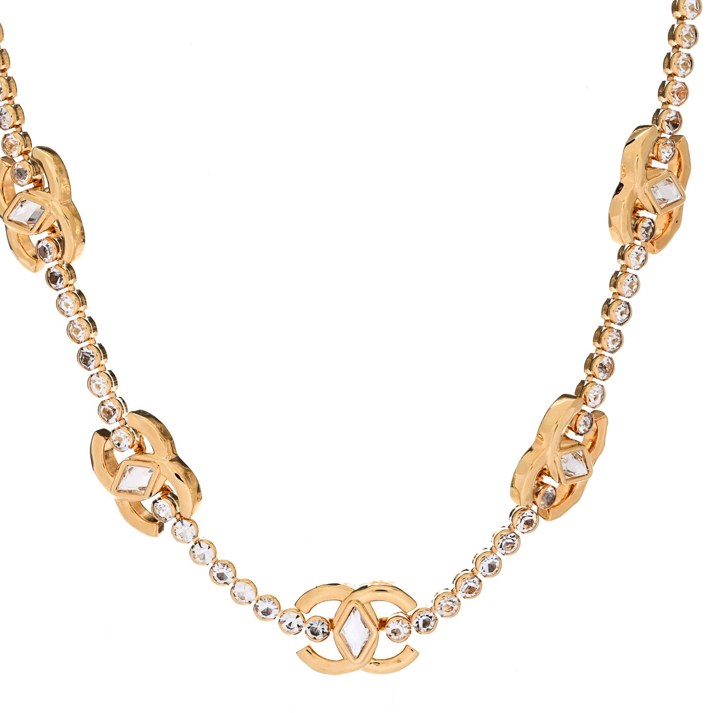 Metal Crystal CC Marquise Choker Gold