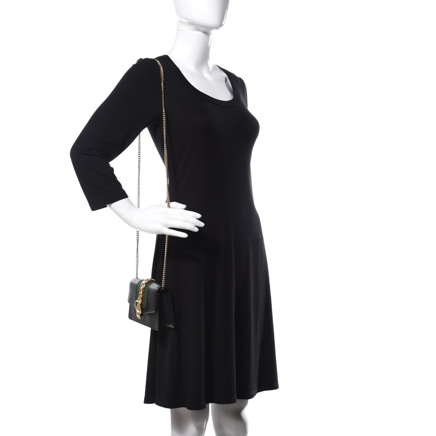 Gucci Calfskin Super Mini Sylvie Chain Shoulder Bag Black 2 of 9