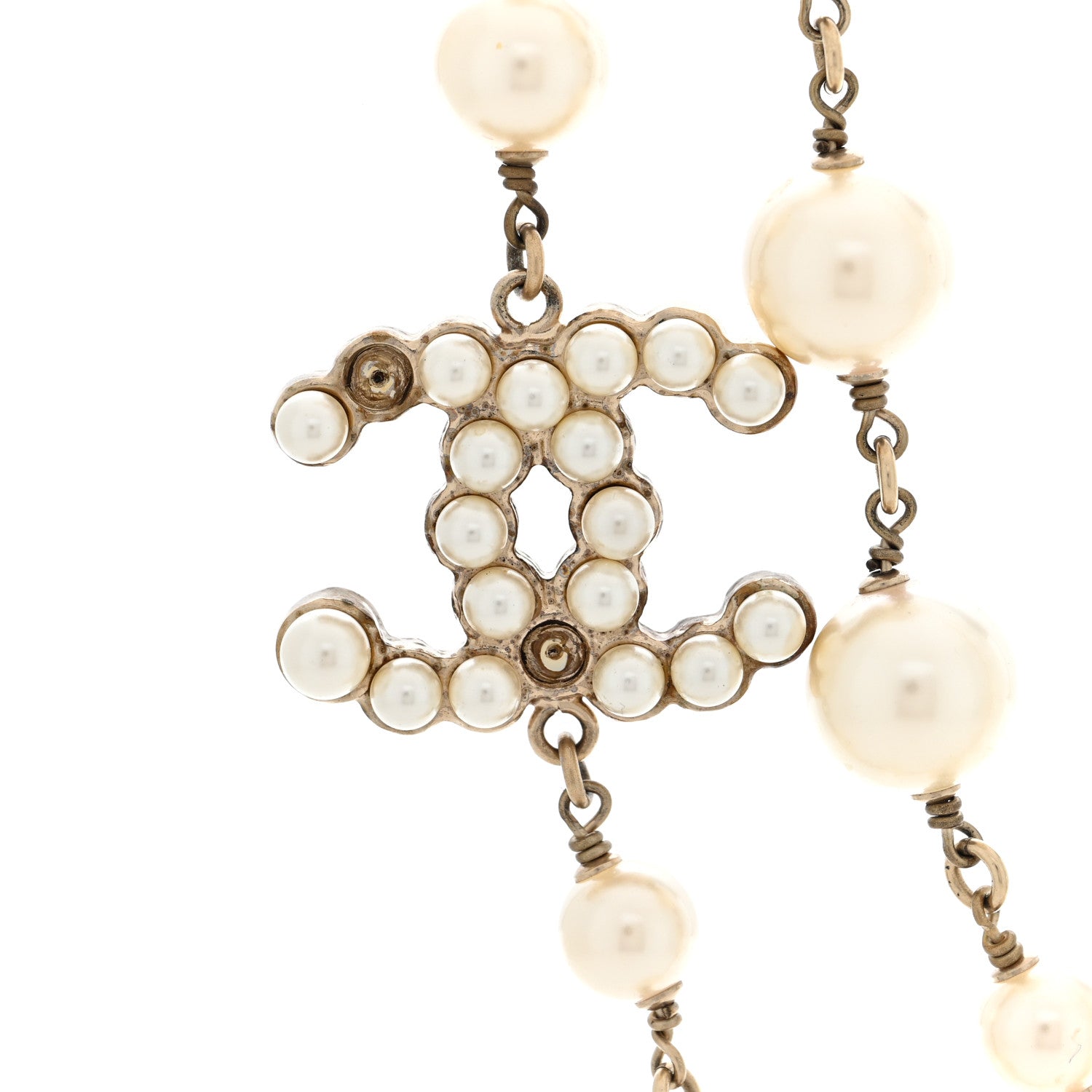 Chanel Graduated Pearl Crystal CC Necklace White 5 of 5