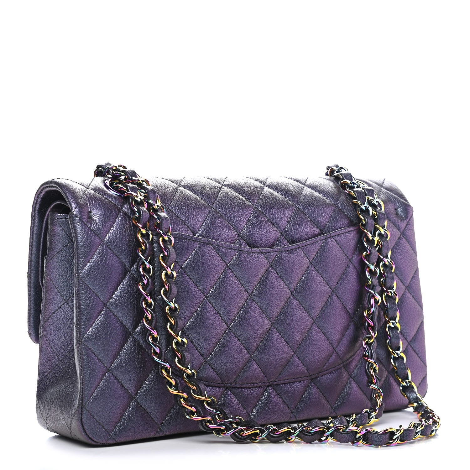 Chanel Iridescent Goatskin Quilted Medium Double Flap Purple 3 of 9