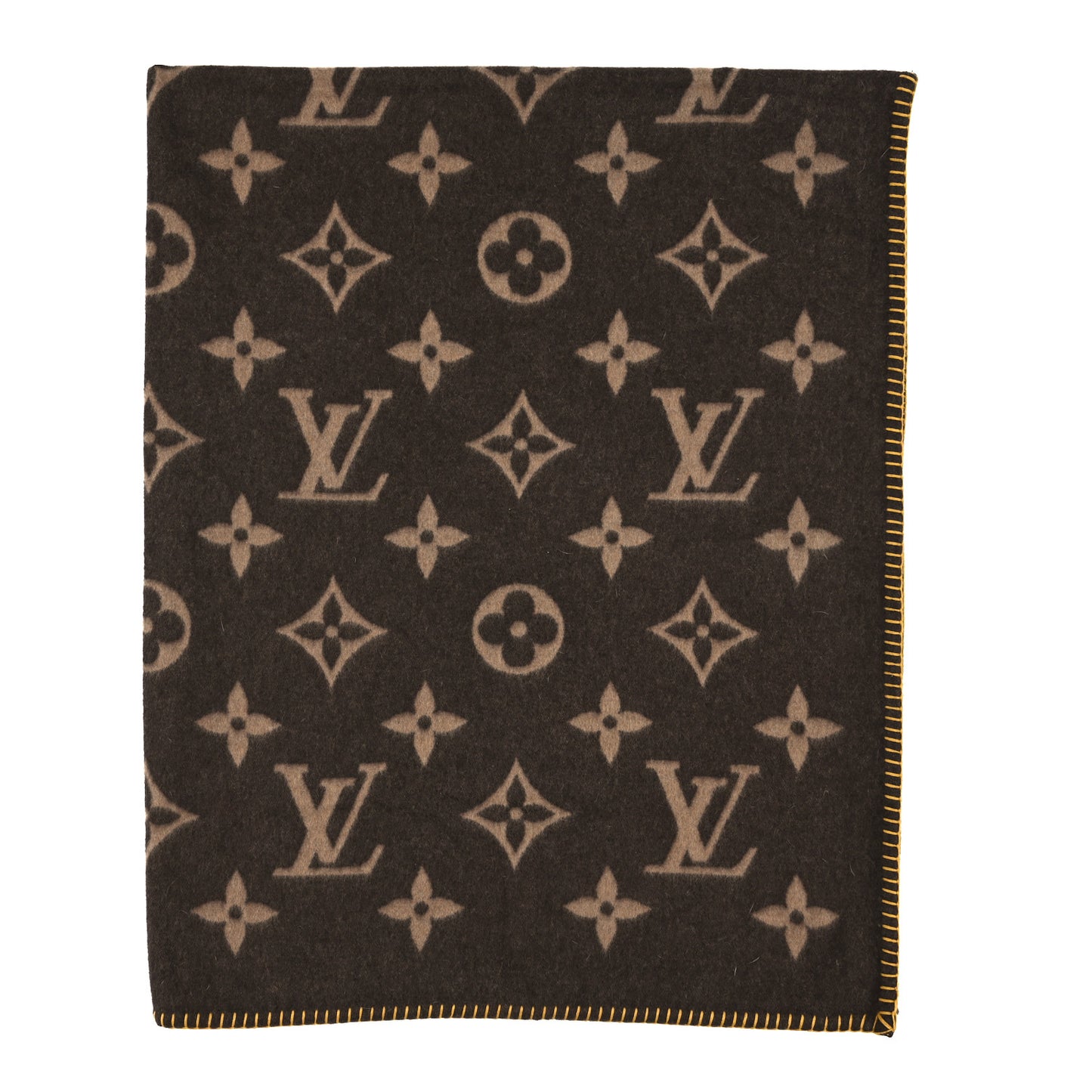 Lambswool Angora Monogram Blanket Marron