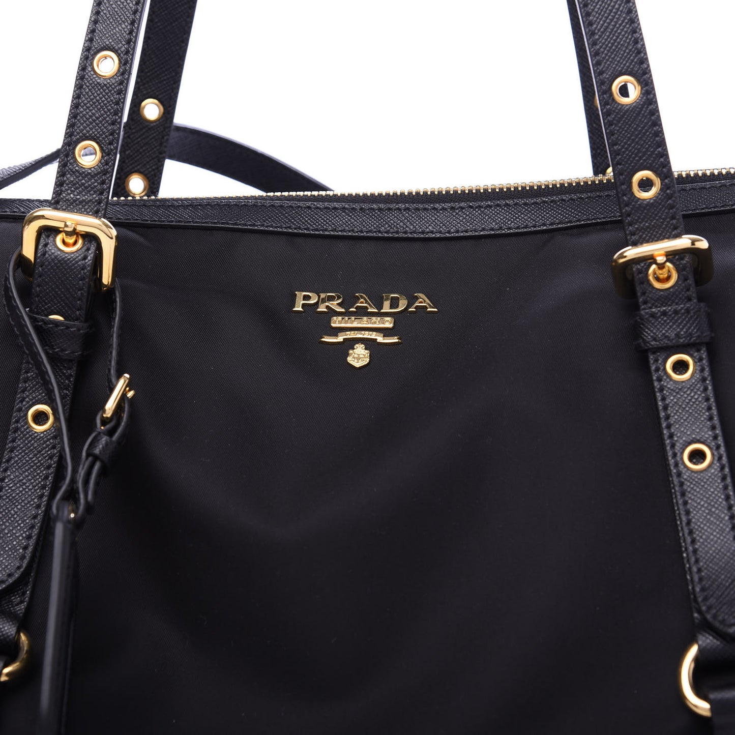 Tessuto Nylon Saffiano Tote Black