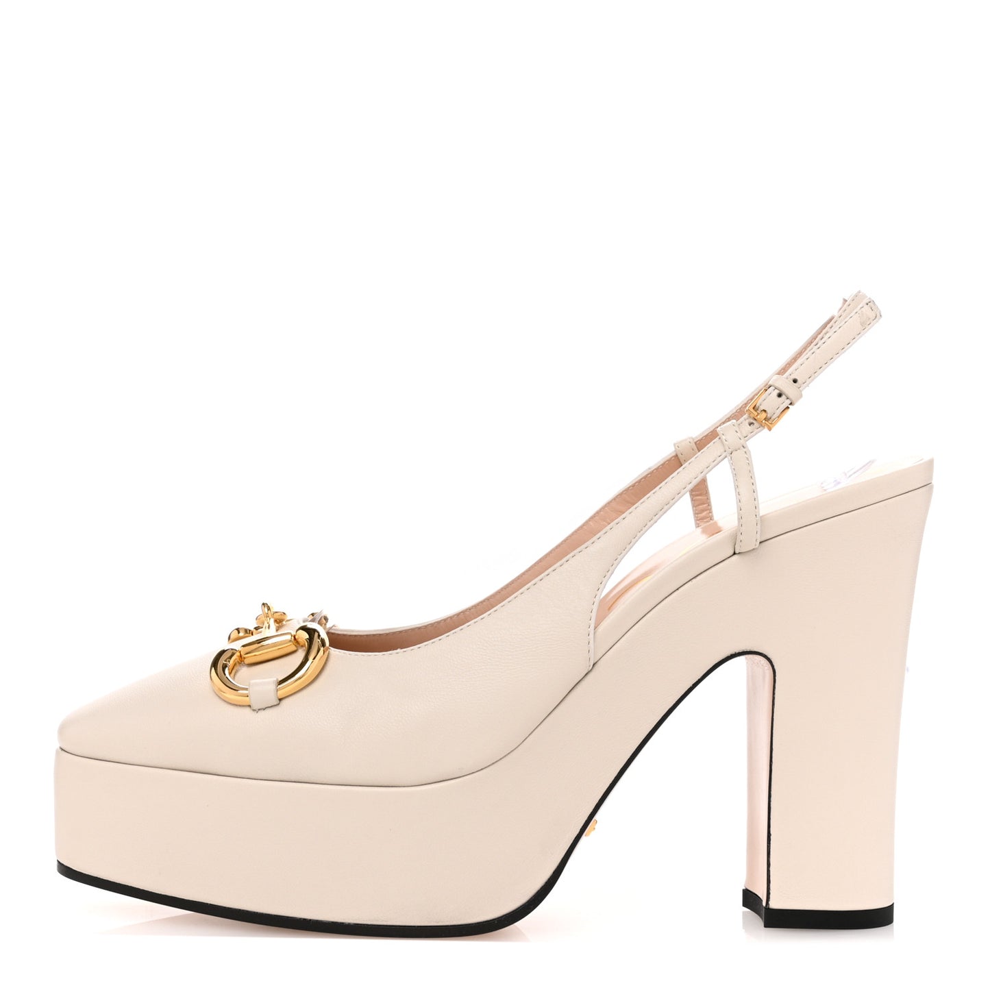 Nappa Horsebit Platform 35/120mm Slingback Pumps 40 New Mystic White