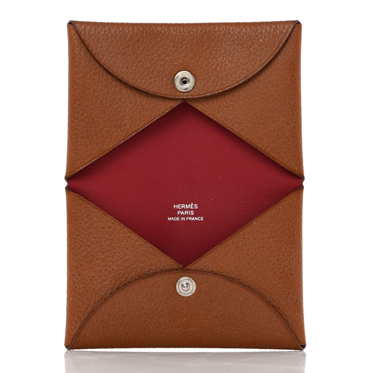 Hermes Barenia Faubourg Verso Calvi Card Case Fauve Rubis 5 of 7