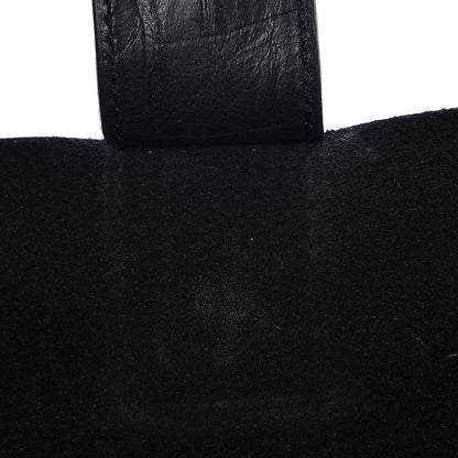Saint Laurent Calfskin Crocodile Embossed Large Shopper Tote Black 9 of 9