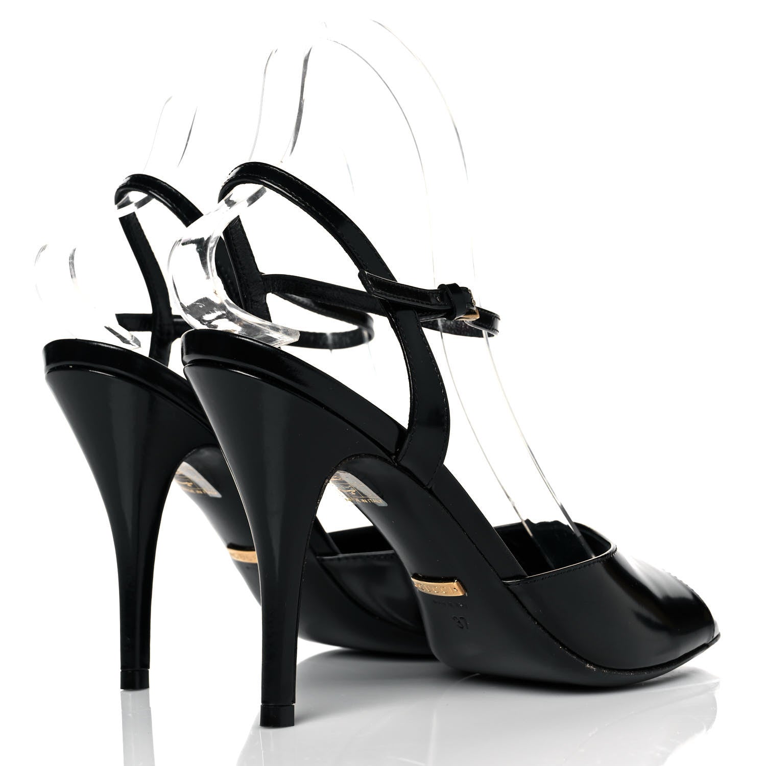 Gucci Regent Calfskin Peep Toe Sandals 37 Black 4 of 8