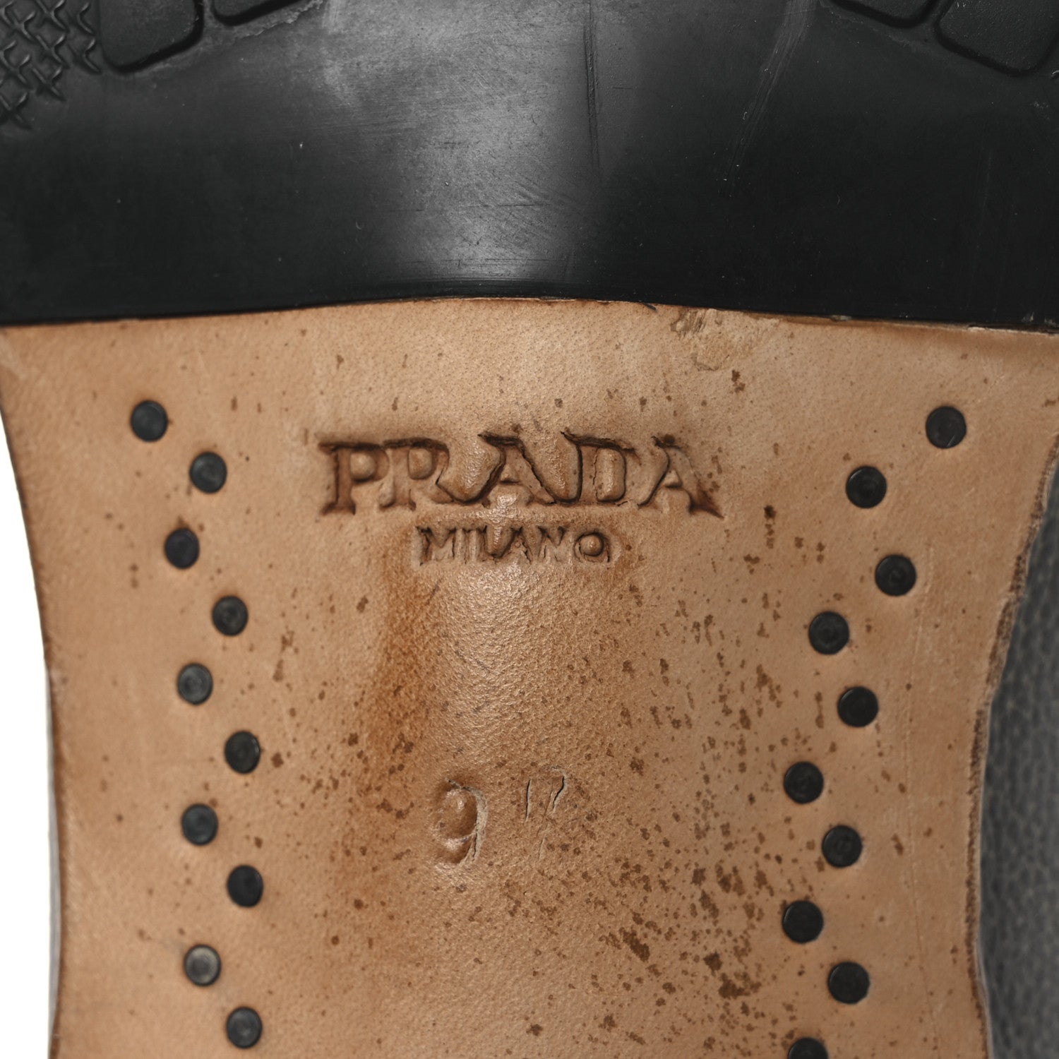 Prada Antique Calfskin Mens Buckle Loafers 9.5 Mercurio 8 of 11