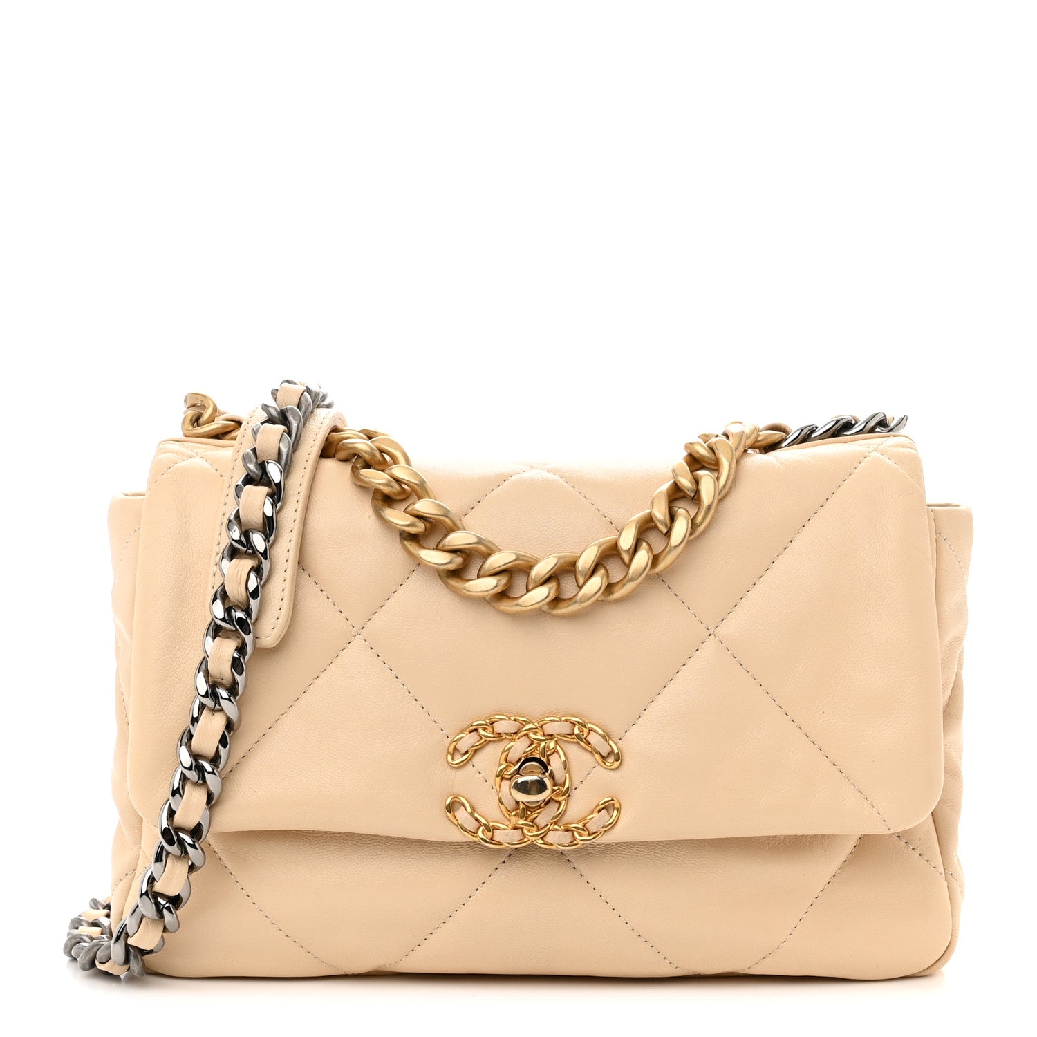 Chanel Goatskin Quilted Medium Chanel 19 Flap Beige 1 of 11