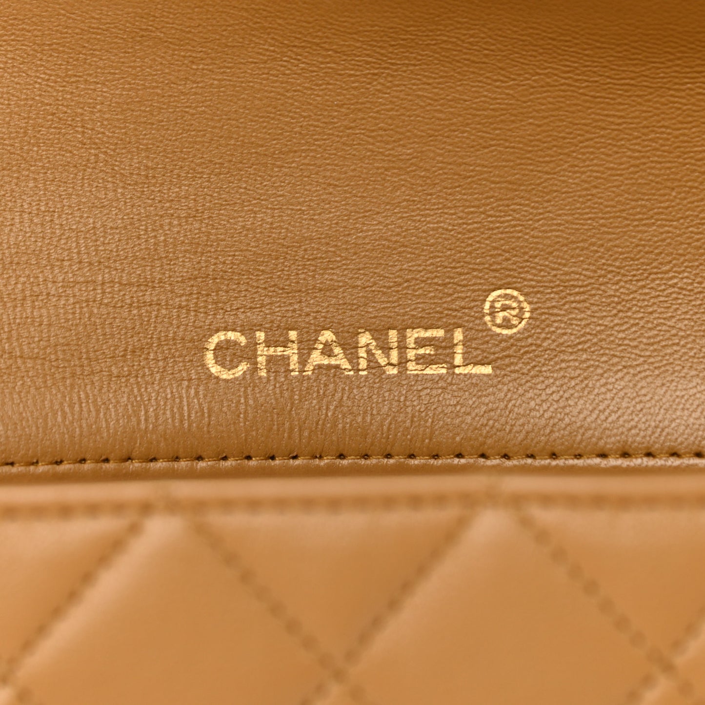 Lambskin Quilted Small Single Flap Beige