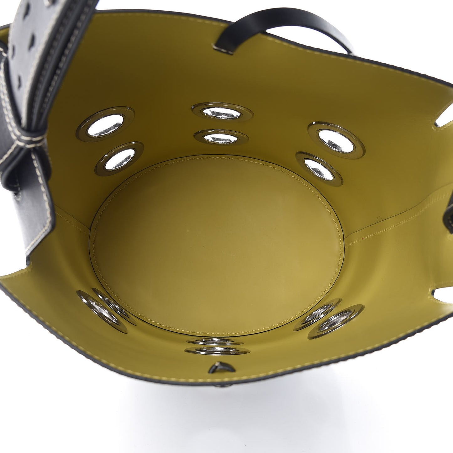 Calfskin Grommet Medium Bucket Bag Black