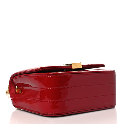 Saint Laurent Patent Matelasse Monogram Small Vicky Chain Bag Red 4 of 10