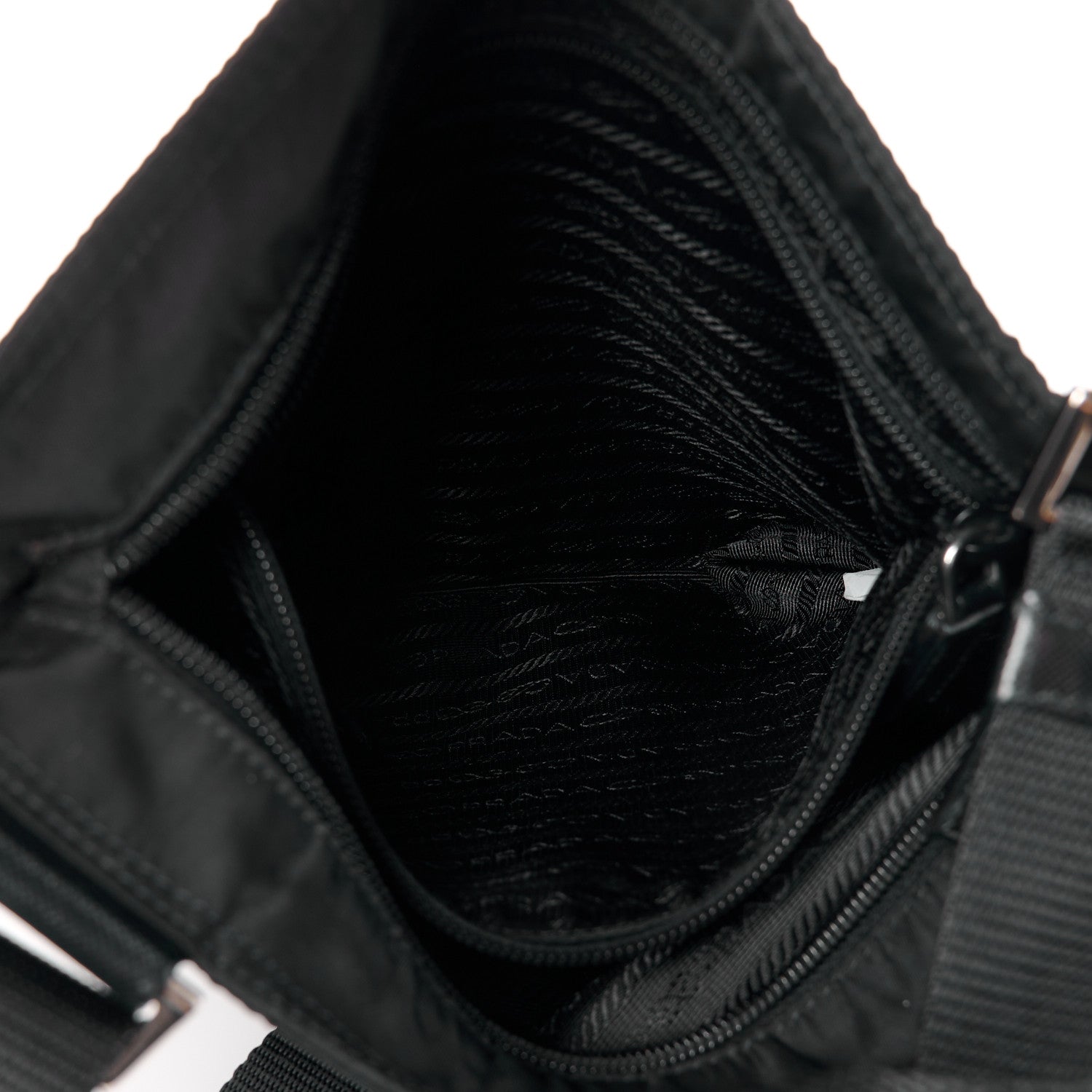 Prada Tessuto Nylon Saffiano Flat Messenger Bag Black 6 of 12