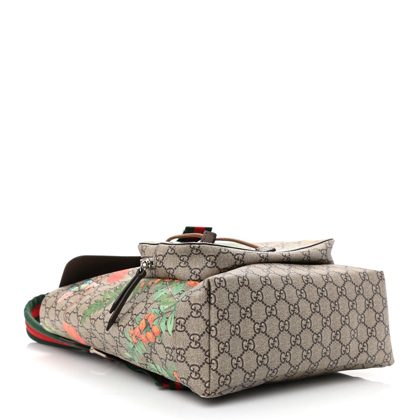 GG Supreme Monogram Tian Web Single Buckle Backpack Beige Multicolor New Acero