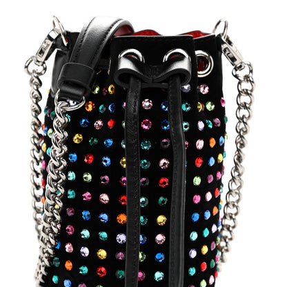 Christian Louboutin Calfskin Suede Strass Mini Marie Jane Bucket Black Multicolor 7 of 9