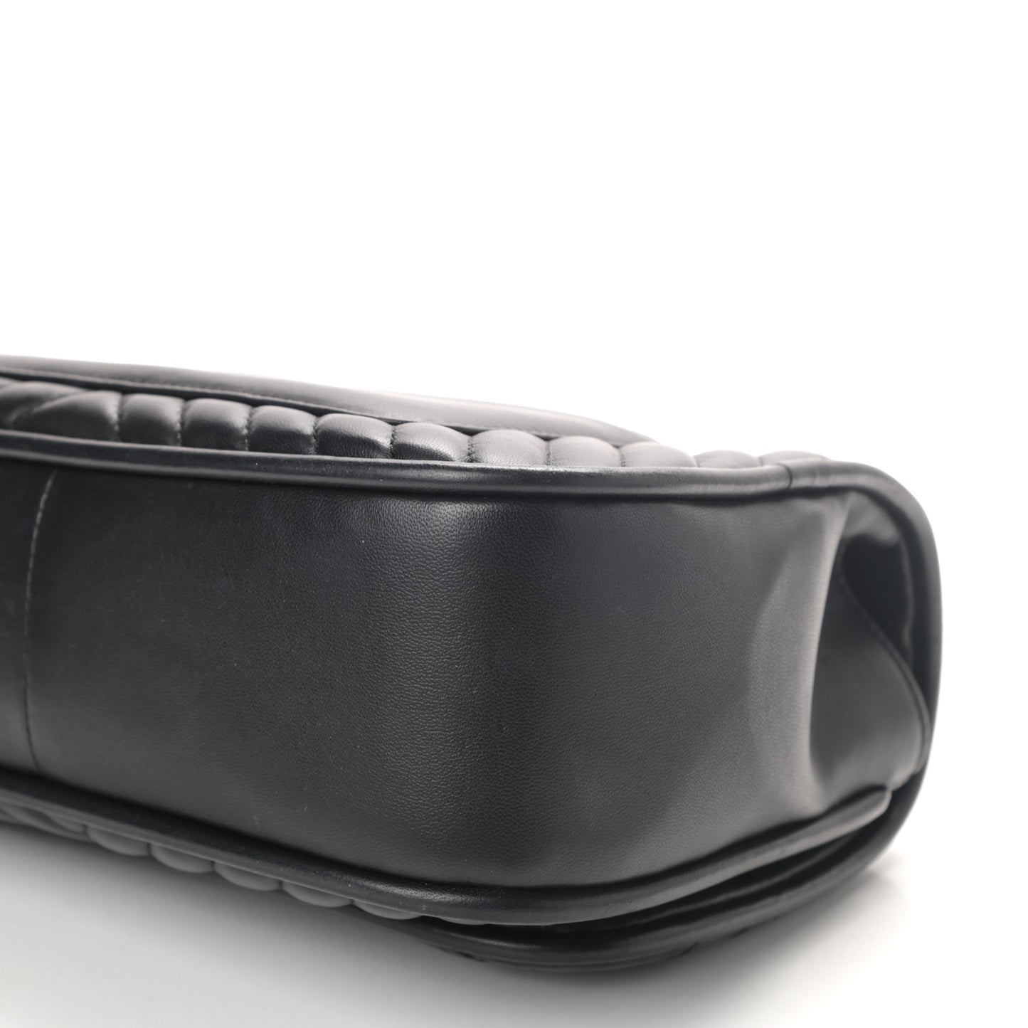 Lambskin Reverse Chevron Quilted Round Top Handle Flap Black