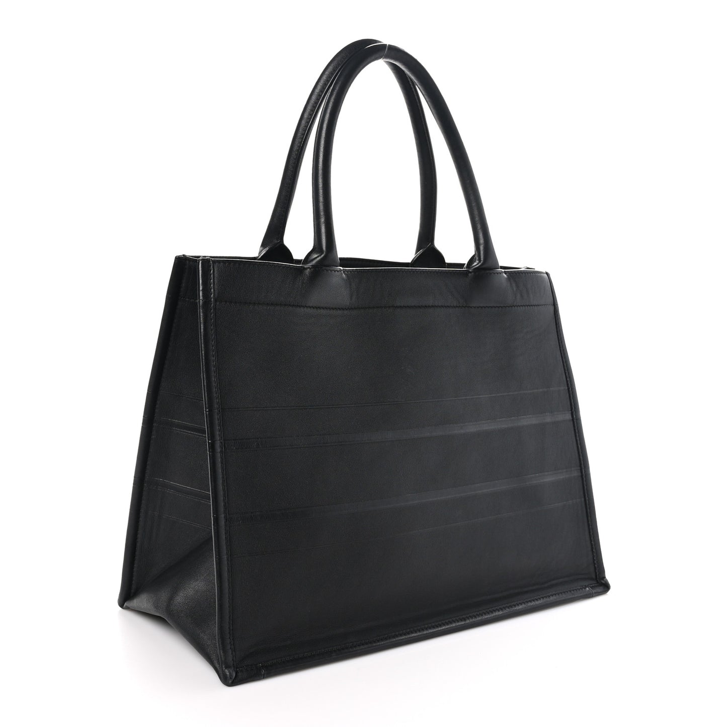 Calfskin Embossed Medium Book Tote Black