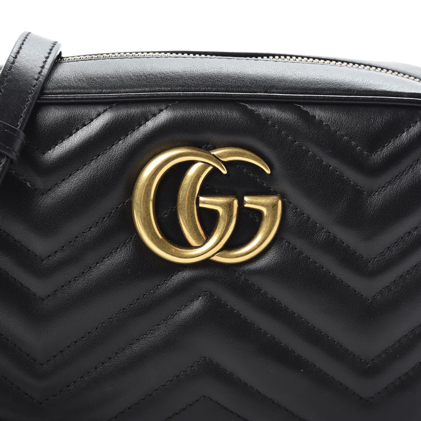 Calfskin Matelasse Small GG Marmont Chain Shoulder Bag Black