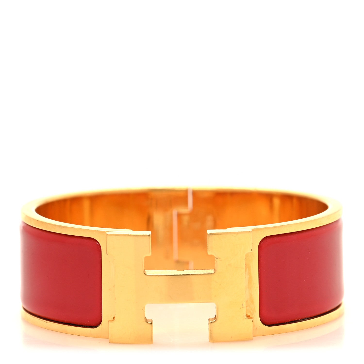 Hermes Enamel Wide Clic Clac H Bracelet PM Rouge Amarante 1 of 4